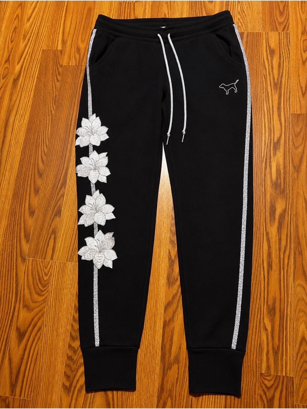 Women’s Black Track Joggers with Side Stripe